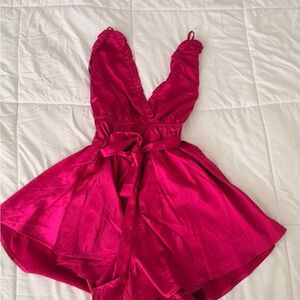 Fashion Nova Hot Pink Satin Dress